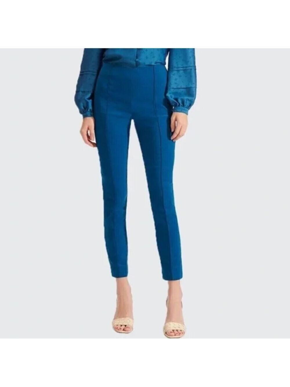 Veronica Beard Honolulu Cerulean Blue Skinny Linen Blend Pants Size 0